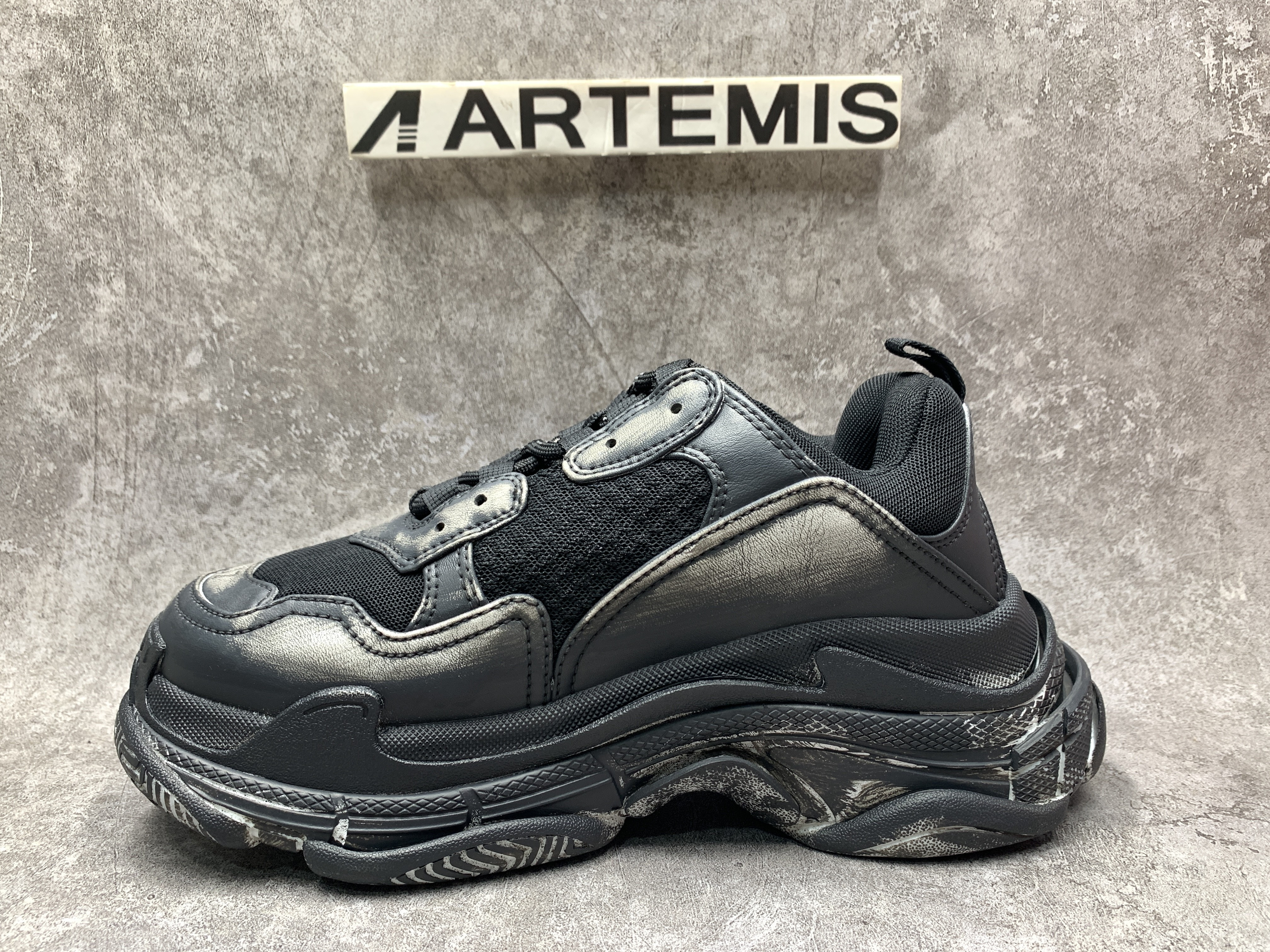 Balenciga Black Faded Triple S Sneakers