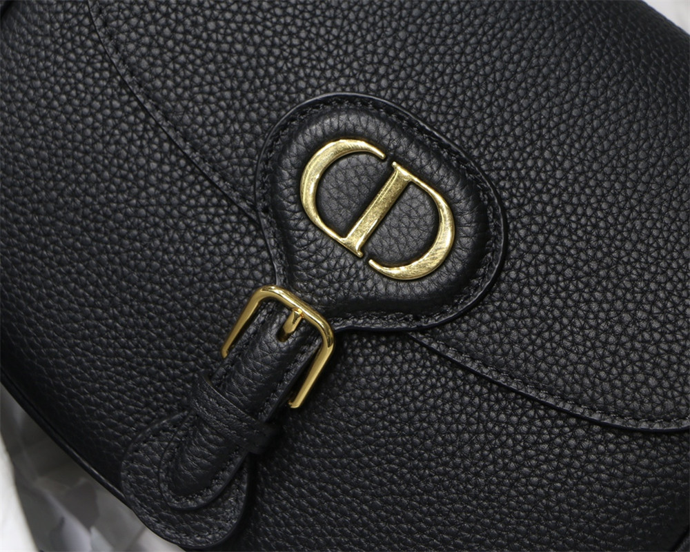 medium D*or bobby bag black grained calfskin