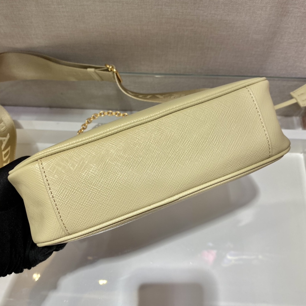 Pra*a re-edition 2005 saffiano leather bag yellow