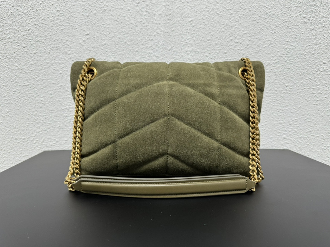 Y*L puffer small in shiny velvet pale olive