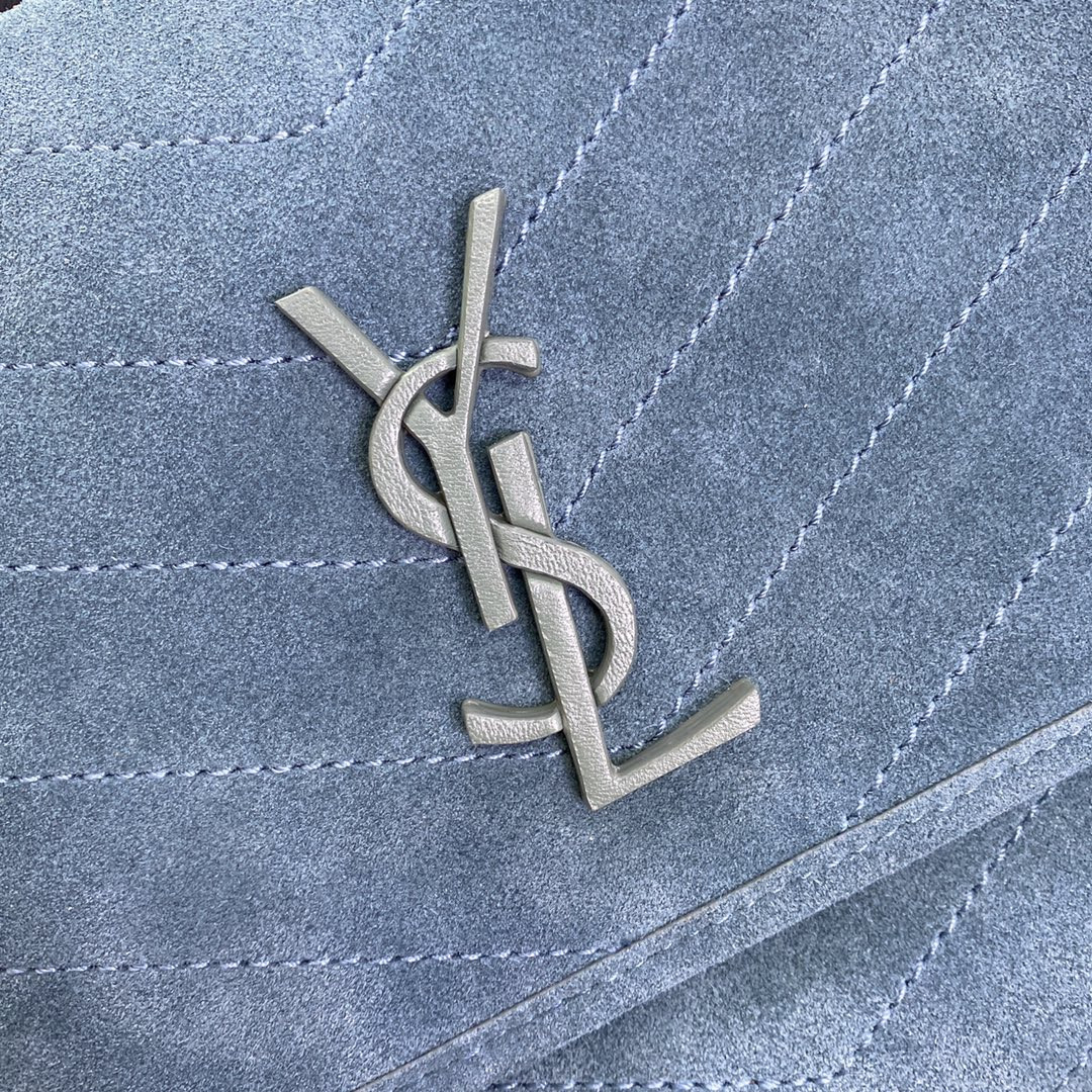 Y*L niki medium in suede blue 11 x 7.8 x 3.3 inches