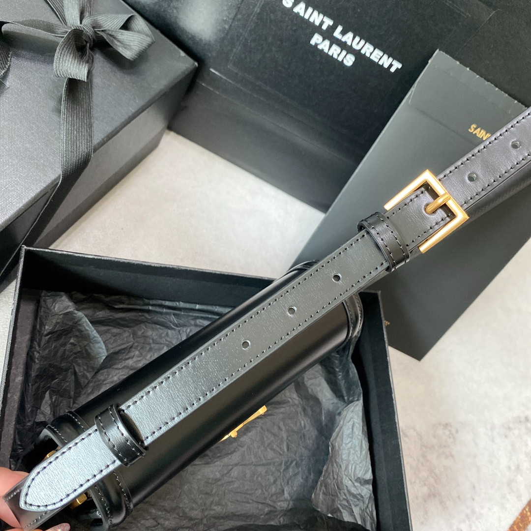 y*l solferino small satchel in box Sa**t Lau*nt black 7.4 x 5.1 x 1.9 inches