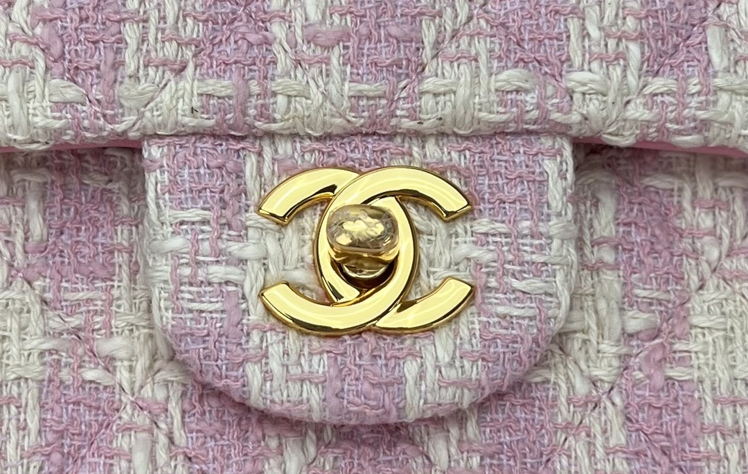 Ch*el classic 11.12 handbag tweed & gold-tone metal 6 × 9.9 × 2.5 in