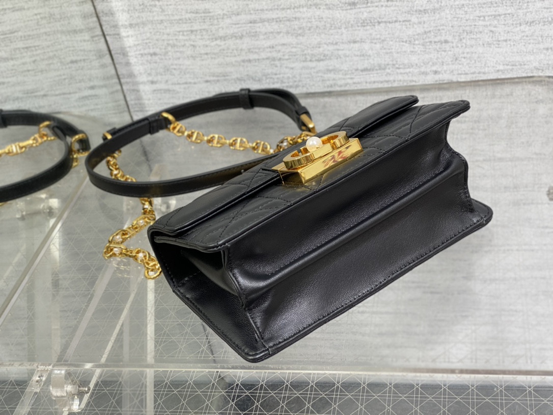 D*or small D*or ange bag black macrocannage calfskin 20 x 12 x 5 cm