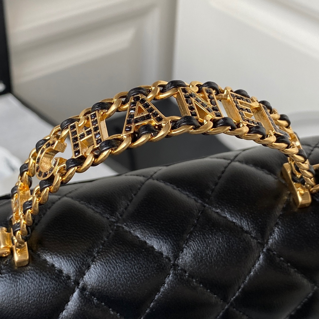 Ch*el mini classic handbag with top handle 12 × 20 × 6 cm