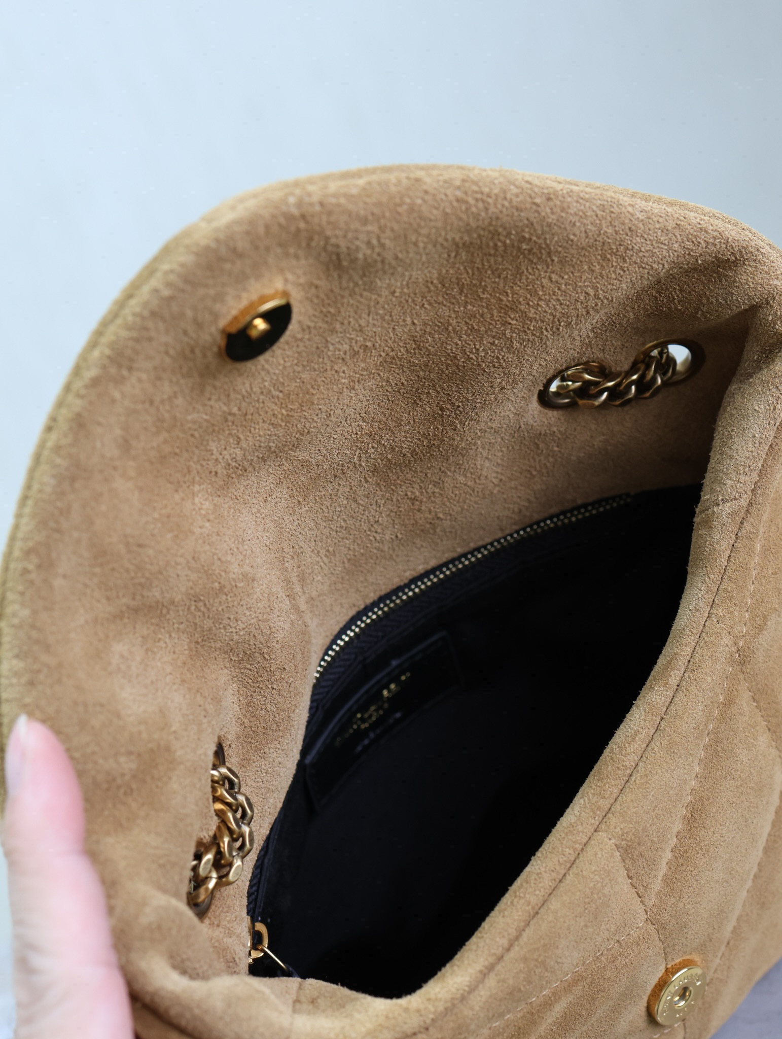 Y*L loulou mini puffer (suede)  23×15.5×8.5cm