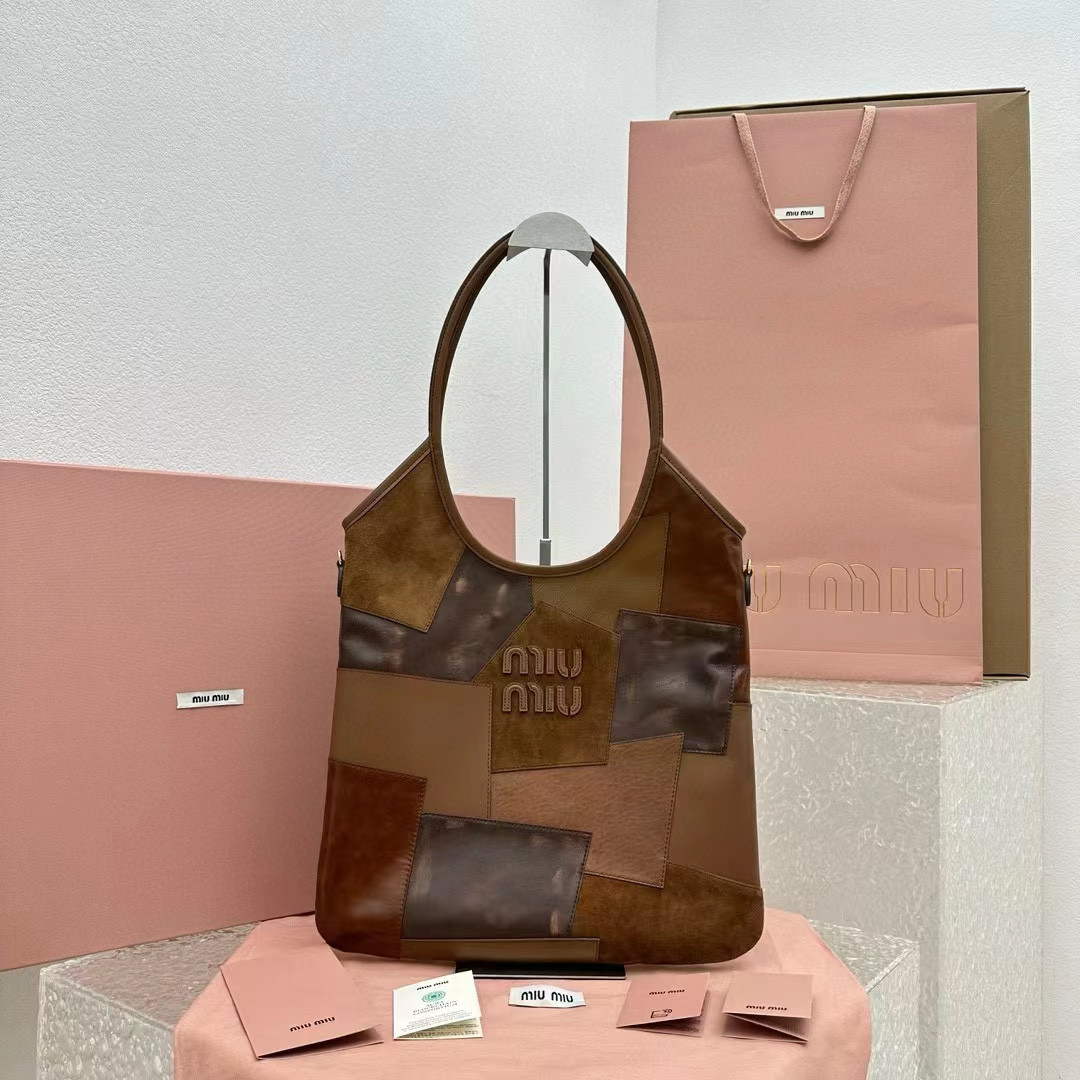 Miu Miu IVY leather patchwork bag 40x35cm